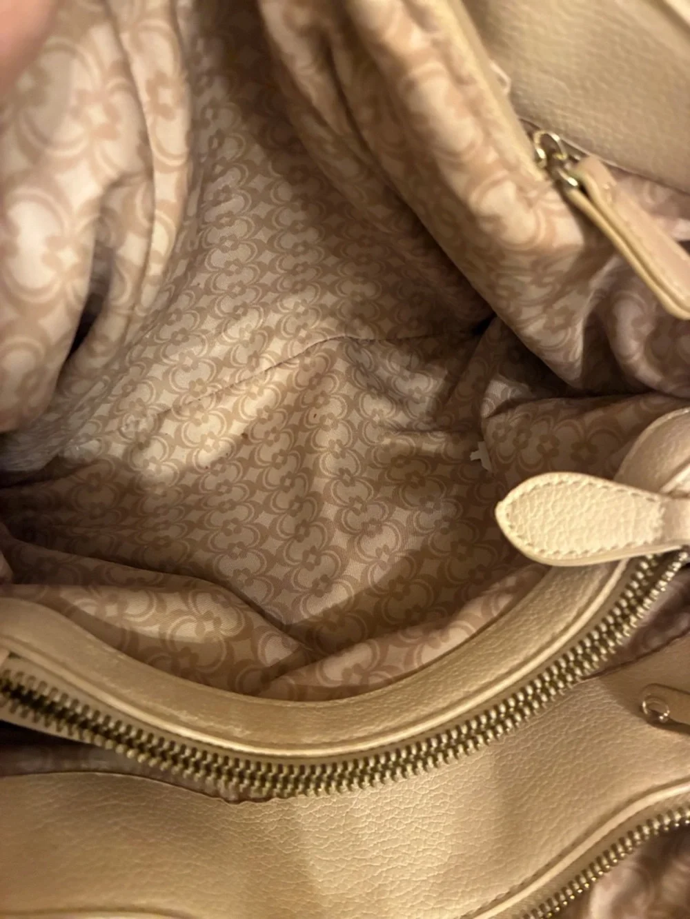 Charming Charlie Cream Tote with‎ Black Braided Handles